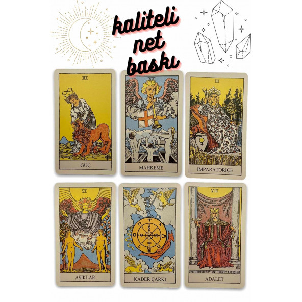 Klasik Tarot Kartları Takımı - 78 Kart ve Rehber Kitap 2022 Orijinal AHŞAP KUTUSUNDA ÖZEL - 5