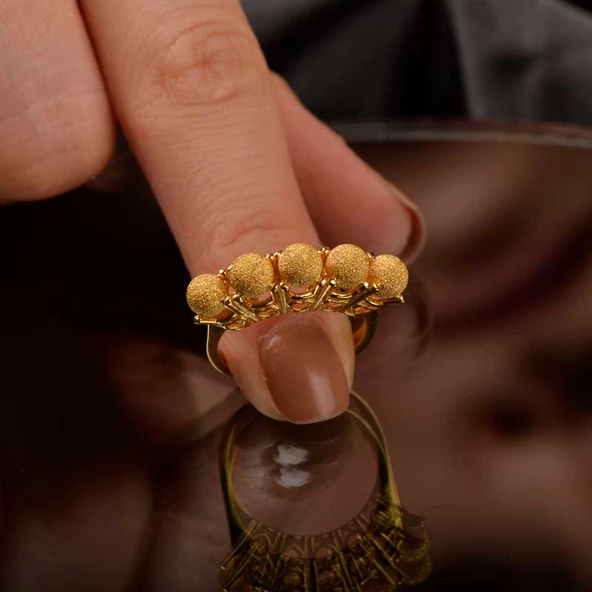 22 Ayar Altın Maraş Beştaş Yüzük - Resim 2