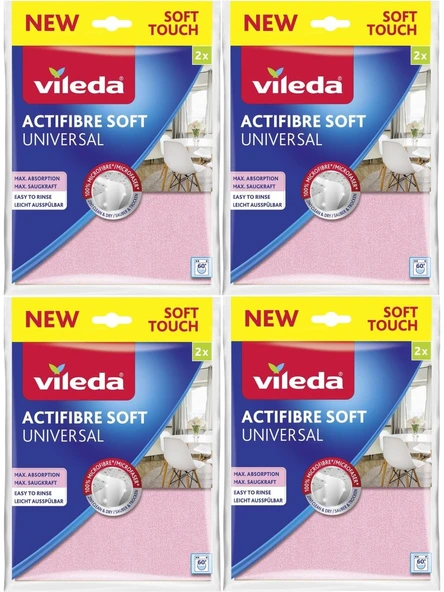 Vileda Pva Aktifiber Mikrofiber Bez 2'li (Actifibre) 4 Paket Temizlik Bezi