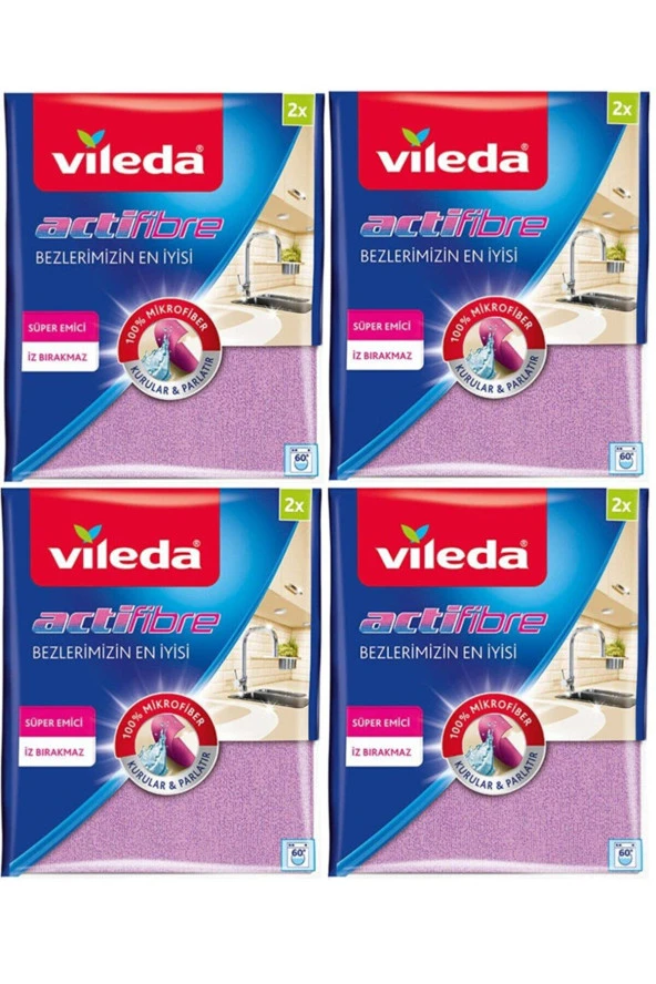 Vileda Pva Aktifiber Mikrofiber Bez 2'li (Actifibre) 4 Paket Temizlik Bezi