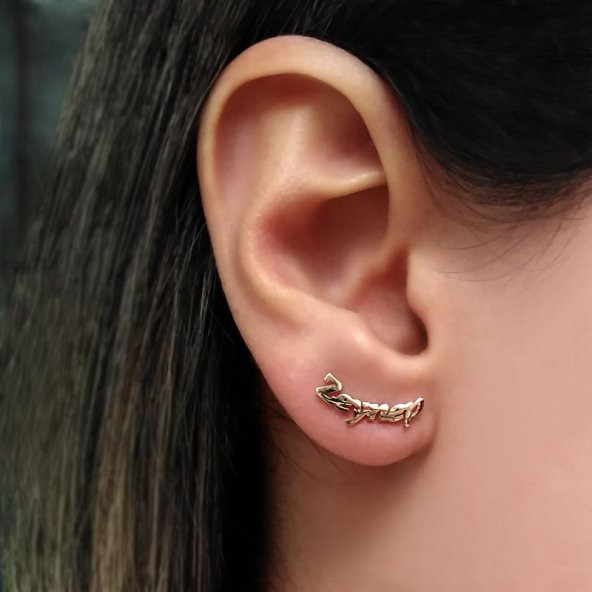 14 Ayar Altın İsimli Çift Küpe - Resim 3