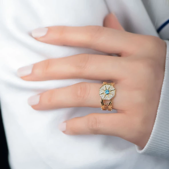 14k Altın Taşlı Elegance Yüzük