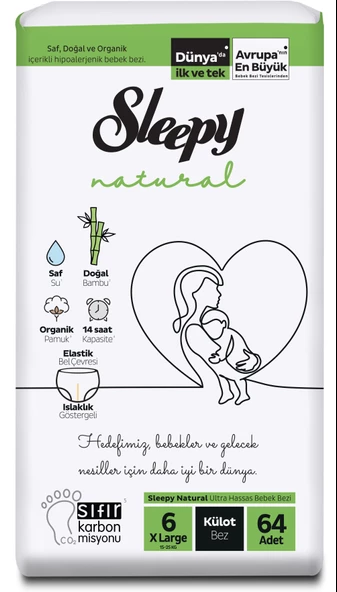 Sleepy Natural 6 Numara XLarge 64'lü Külot Bez