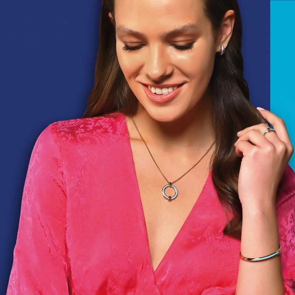 14k Altın Cetaş Turkuaz Minima Kolye - Resim 2