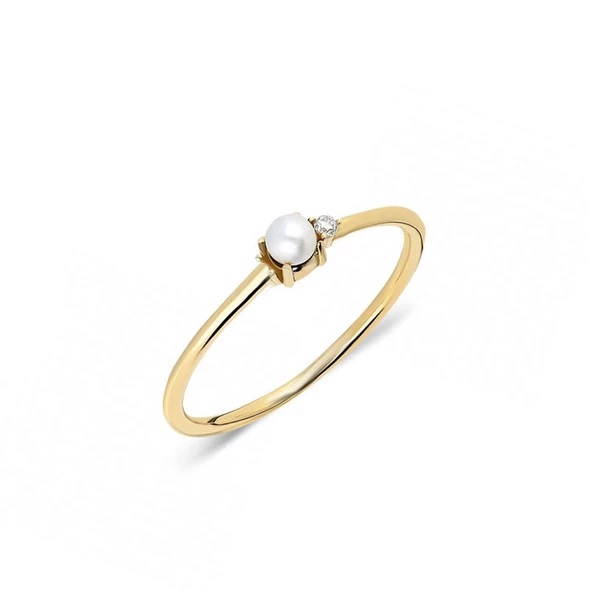 14k Altın Taşlı inci Yüzük ürün görseli