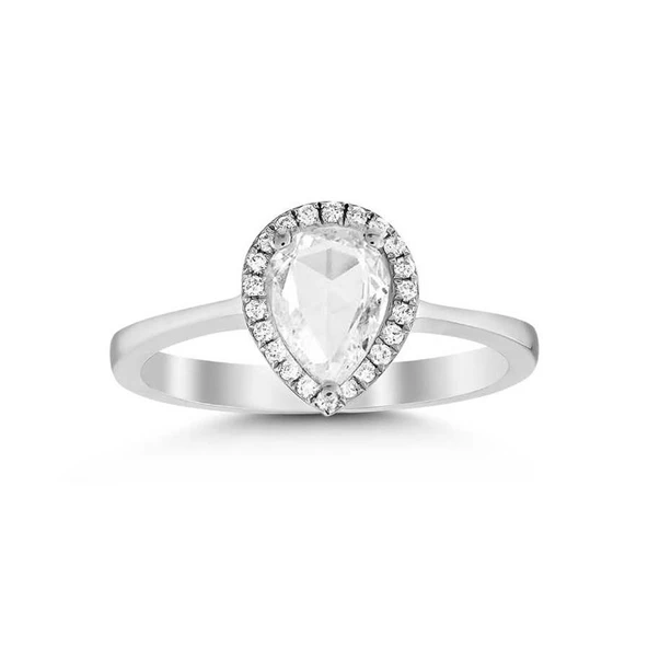 14k Altın Damla Model Tektaş Yüzük ürün görseli