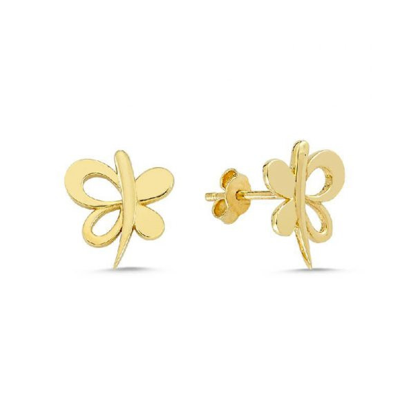 14 Ayar Sade Altın Kelebek Küpe ürün görseli