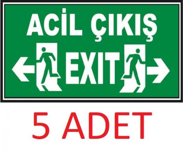 5 Adet Fosforlu Acil Çıkış - Exit Levhası  - Fotolümenli - 2