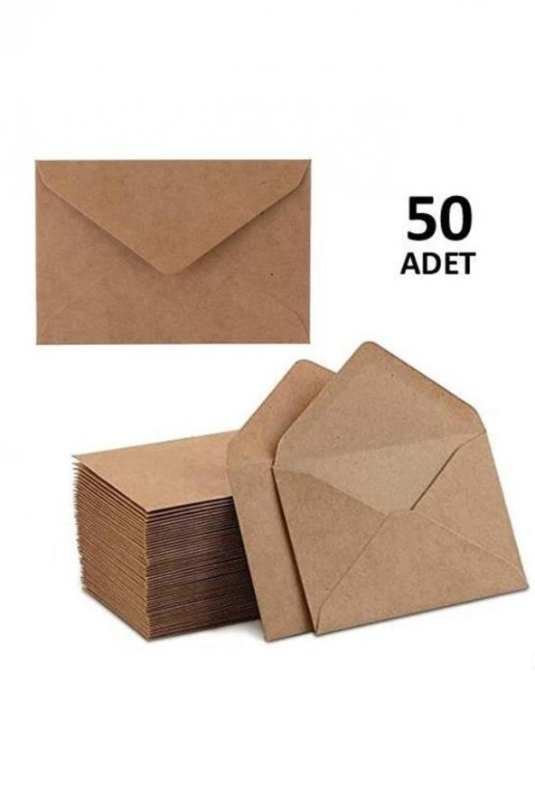 50 Adet Kahverengi Çaycuma Kraft Zarf Davetiye Lüks Tebrik Kartı Mektup Mühür Cüzdan Büyük - 2