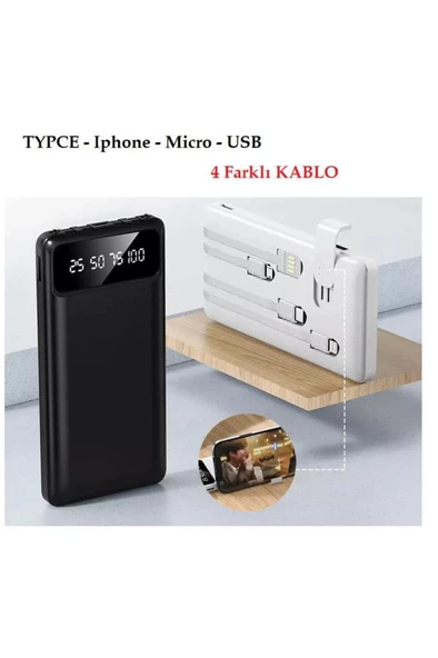 Torima Hızlı Şarj Özellikli 4 Çıkışlı 10.000 Mah Powerbank Beyaz - 3