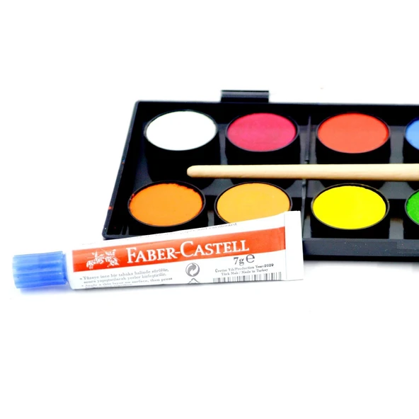 Faber Castell 4 lü Boyama Seti 12 li Kuru + Keçeli + Pastel + Sulu Boya + Sıvı Yapıştırıcı - 3