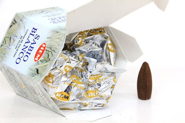 White Sage Back Flow Cones - Beyaz Ada Çayı Geri Akışlı Konik Tütsü (1 Paket 40 Adet)