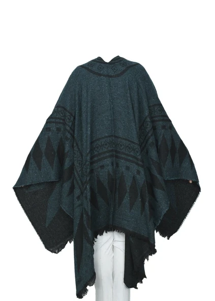 Yeşil Renk Baklava Desen Panço - 10