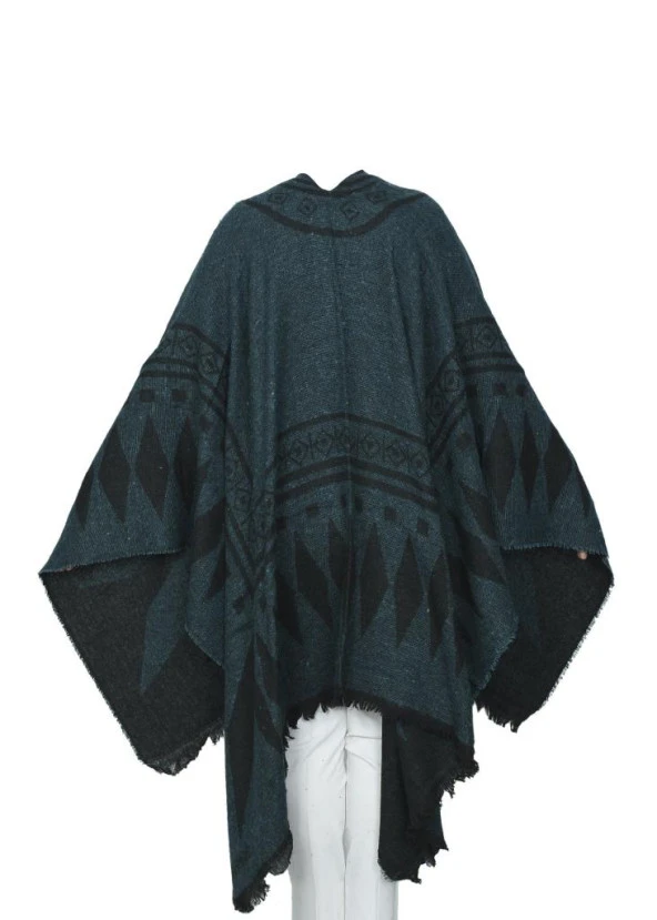 Yeşil Renk Baklava Desen Panço - 8