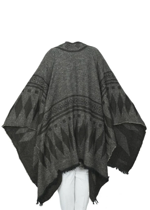 Koyu Gri Renk Baklava Desen Panço - 9