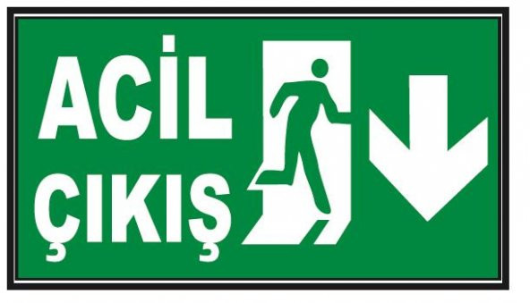 5 Adet Fosforlu Acil Çıkış Levhası - Fotolümenli - Aşağı Yön