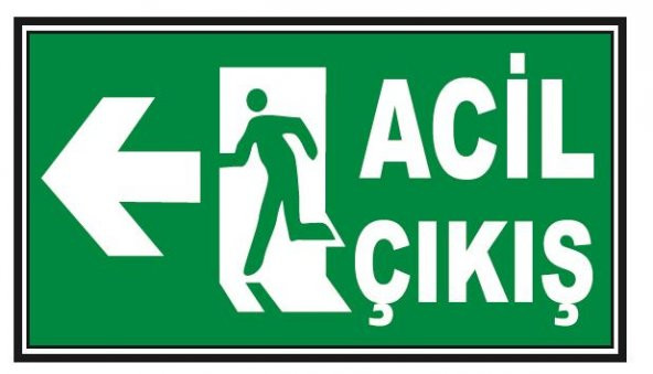 5 Adet Fosforlu Acil Çıkış Levhası - Fotolümenli - Sol Yön