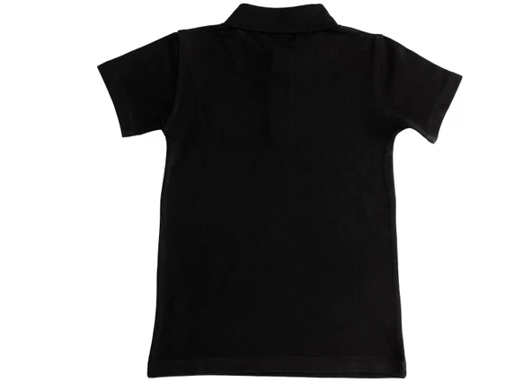 Polo Yaka Tişört Alm Kısa Kol 6-16 Yaş Çocuk Siyah Okul Tişört/t-shirt - 3