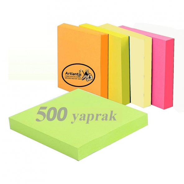 Yapışkanlı Postit 5 Renk 75x75 mm 1 Paket Artlantis Yapışkanlı Not Kağıdı 5 li 1 Paket
