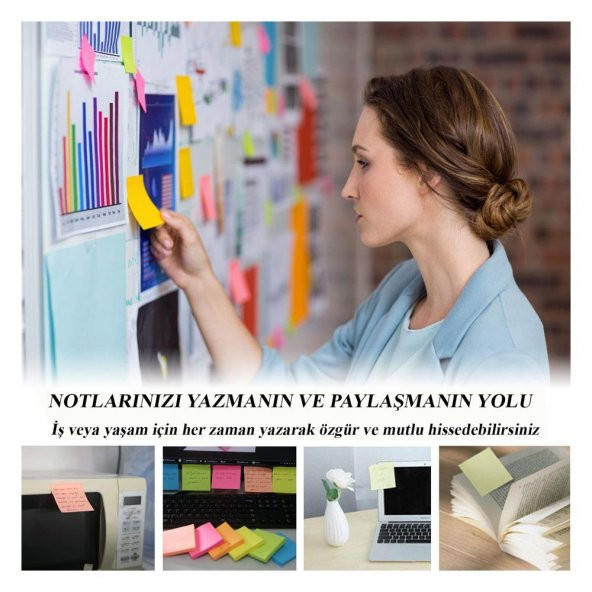 Yapışkanlı Postit 5 Renk 75x75 mm 1 Paket Artlantis Yapışkanlı Not Kağıdı 5 li 1 Paket - 2
