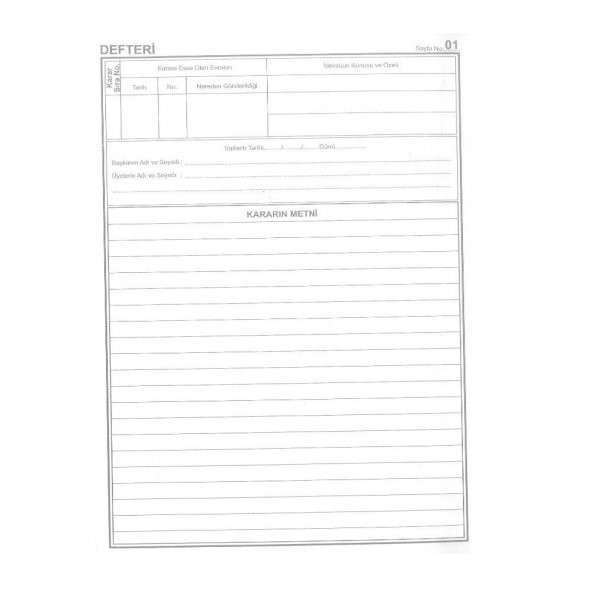 Karar Defteri Numaralı 22x32 40 Yaprak Artlantis Karar Defteri Karton Kapak 1 Adet - 2
