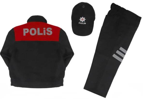 UNİSEX ÇOCUK KIRMIZI YUNUS POLİS KOSTÜMÜ ÇOCUK YUNUS POLİS KIYAFETİ ÜNİFORMASI - 2