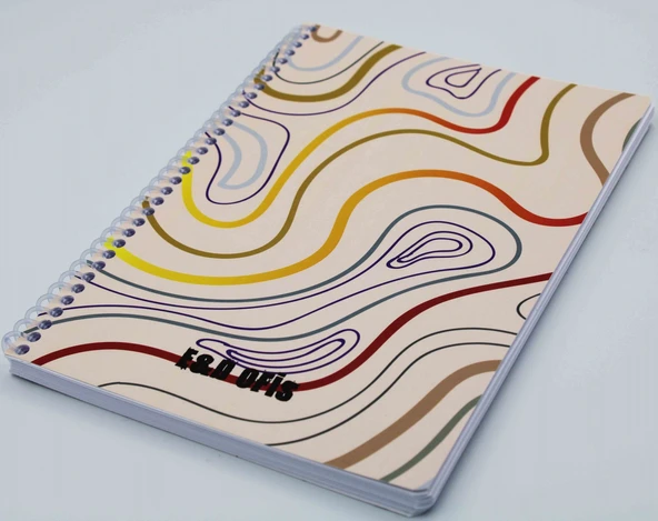 E&D Ofis A5 80yp Spiralli Düz Okul Defteri Renkli Çizgiler ürün görseli