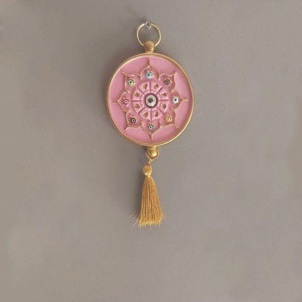 Nazar Boncuklu Mini Duvar Süsü Pembe M1 - 2
