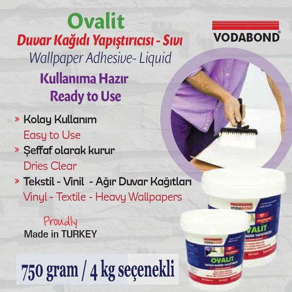 Hazır Ovalit Tekstil Vinil Duvar Kağıdı Tutkalı Yapıştırıcısı 750 Gr - Resim 2