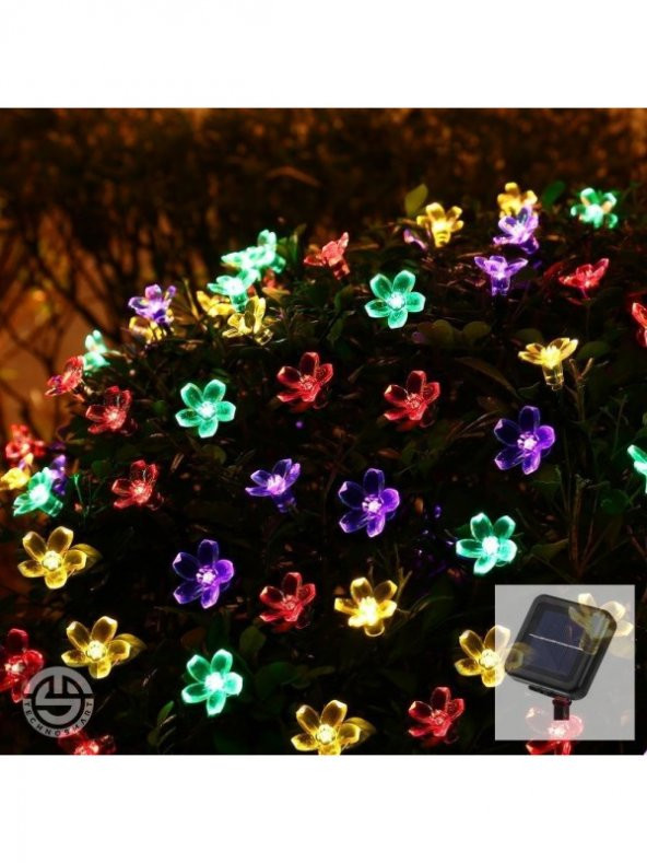Solar 50 Ledli Çiçekli RGB Bahçe Aydınlatma Dekorasyon Güneş Enerjili - 4