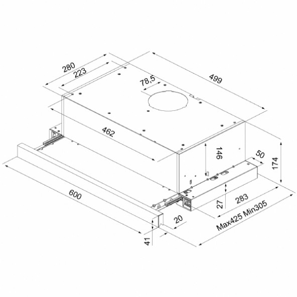 Esty 1390 İnox Panel Aspiratör+karbon Filtre Bacasız Kullanım - 2