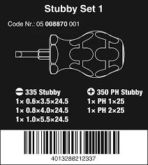 Wera Stubby Topaç Tornavida Set 1 05008870001