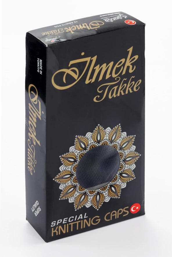 İlmek Dantel Örme Namaz Takkesi - Siyah - Resim 4