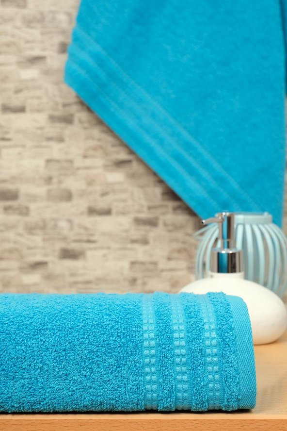 2li Mavi Şerit Bordürlü Banyo Havlusu Seti (70x130-50x90) - 2