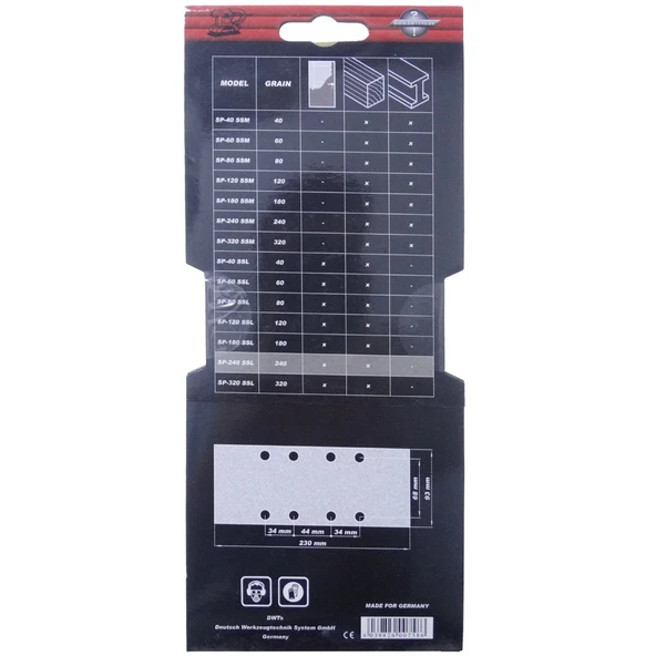 DWT SP-40SSL Dikdörtgen Delikli Zımpara Kağıdı 93x230mm 40 Kum - 2