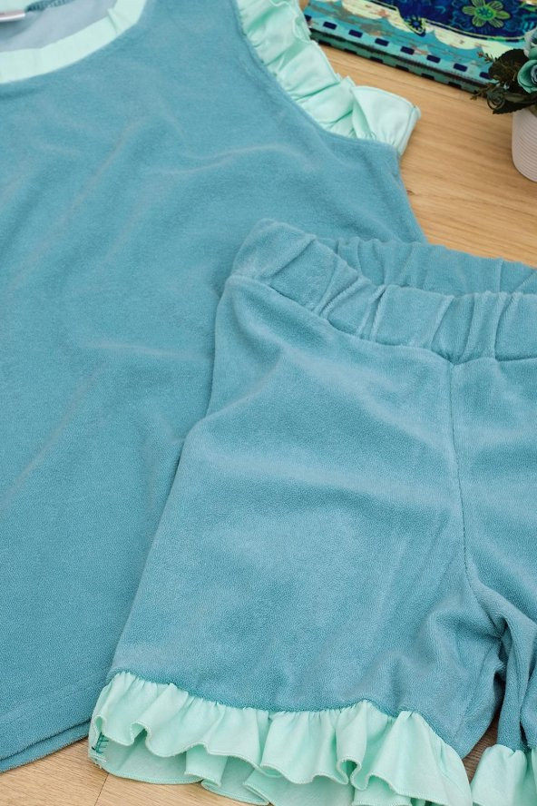 Mint Fırfır Detaylı Pijama Takımı - 2
