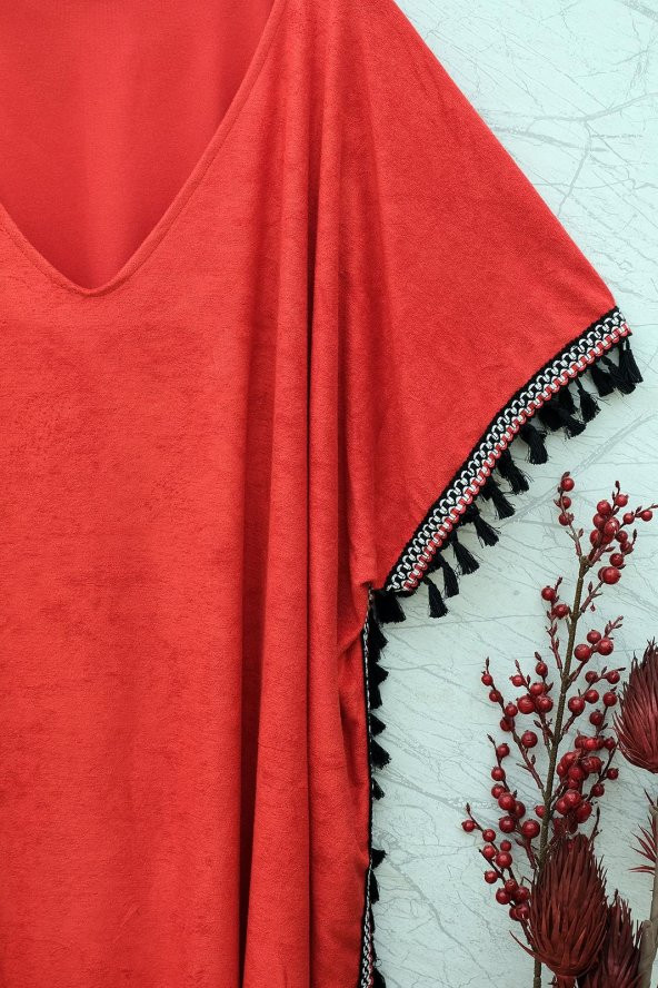 Kırmızı Püsküllü Modern Sabahlık - 3