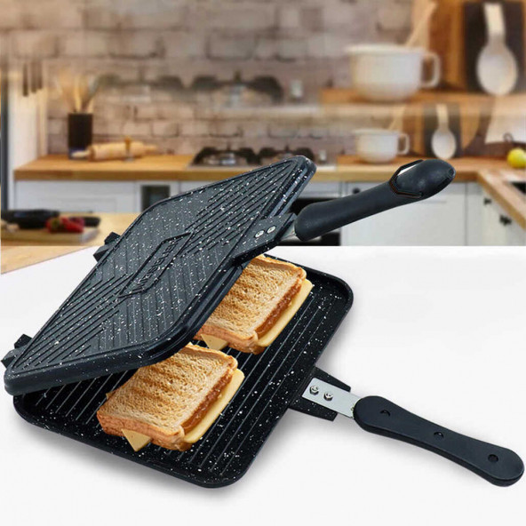 Eda ZK-904 Döküm Granit 24x17 Cm Ocak Üstü El Tost Makinesi