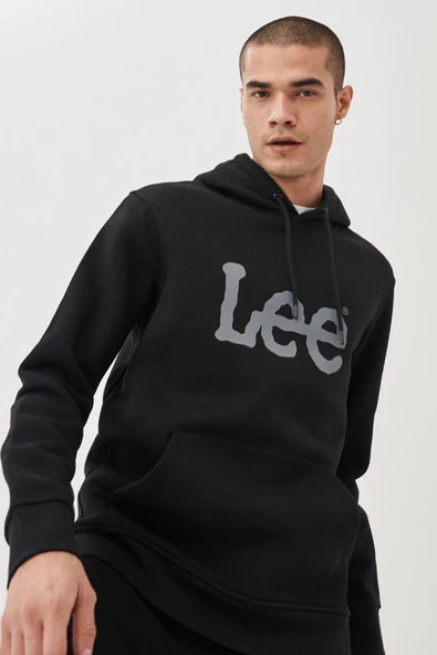 Lee L212021001 Siyah Erkek Kapüşonlu Sweatshirt - 3