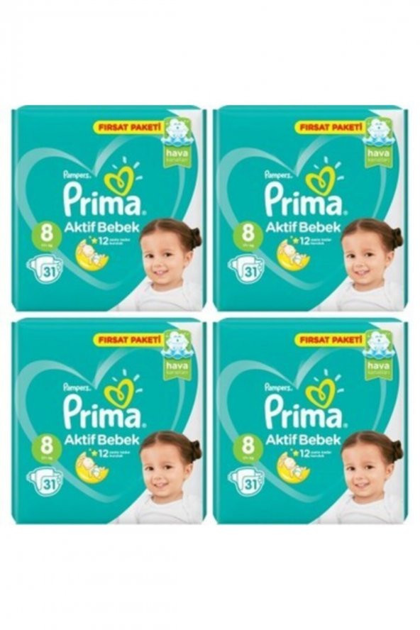 Prima 8 Numara  17+ Kg  124lü Bebek Bezi Paketi