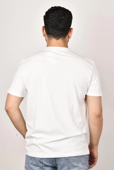 Lee L211918102 Erkek Beyaz Önü Yazılı Bisiklet Yaka T-shirt - 3