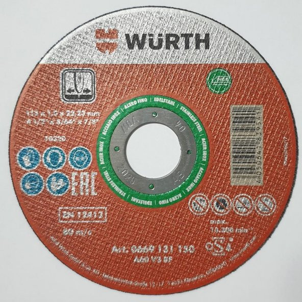 Würth Kesme Taşı Paslanmaz İçin Yeşil D115X1MM-10 Adet - 1