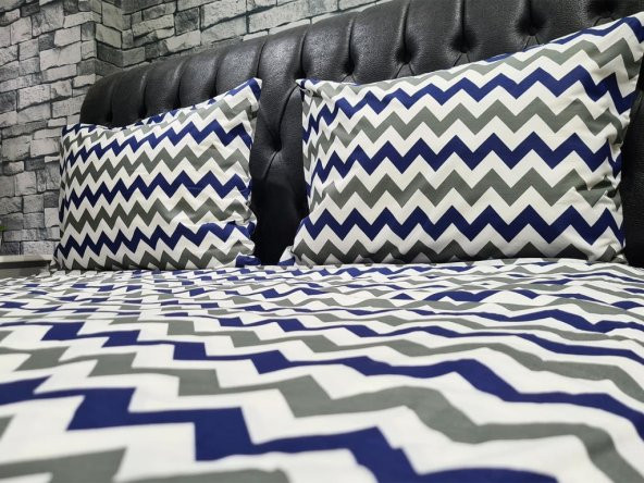 Çeyiz Diyarı Zigzag Çift Kişilik Nevresim Takımı Lacivert - 4