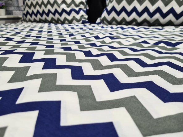 Çeyiz Diyarı Zigzag Çift Kişilik Nevresim Takımı Lacivert - 5