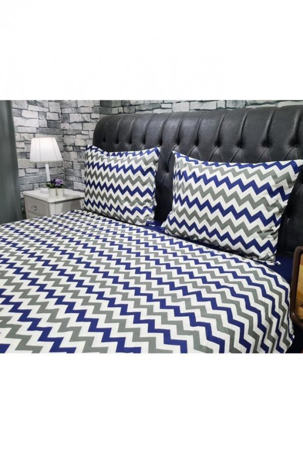 Çeyiz Diyarı Zigzag Çift Kişilik Nevresim Takımı Lacivert - 7