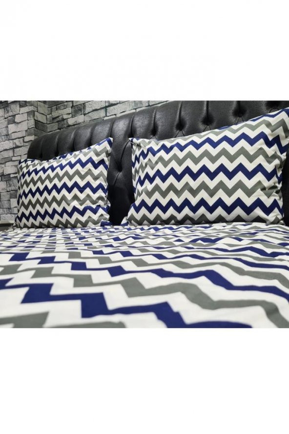Çeyiz Diyarı Zigzag Çift Kişilik Nevresim Takımı Lacivert - 9