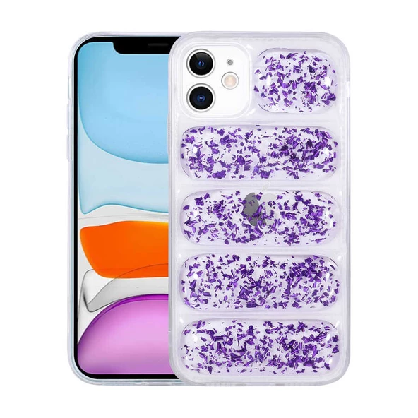Apple iPhone 11 Kılıf Kamera Korumalı Parlak Simli Silikon - 5