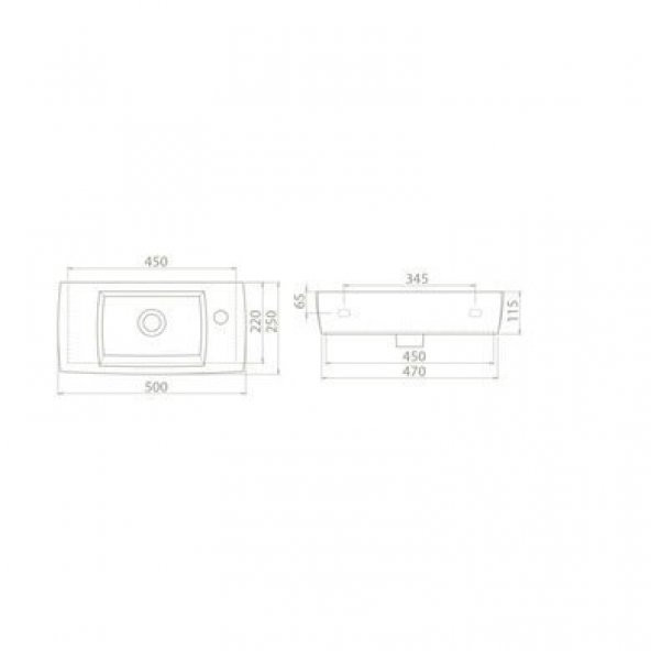 Turkuaz City Lavabo 25x50cm (SAĞ) ve Minica Banyo Dolabı-BEYAZ - 3