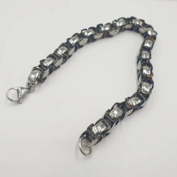 Siyah Beyaz Renk Kalın Kral Bileklik - 6