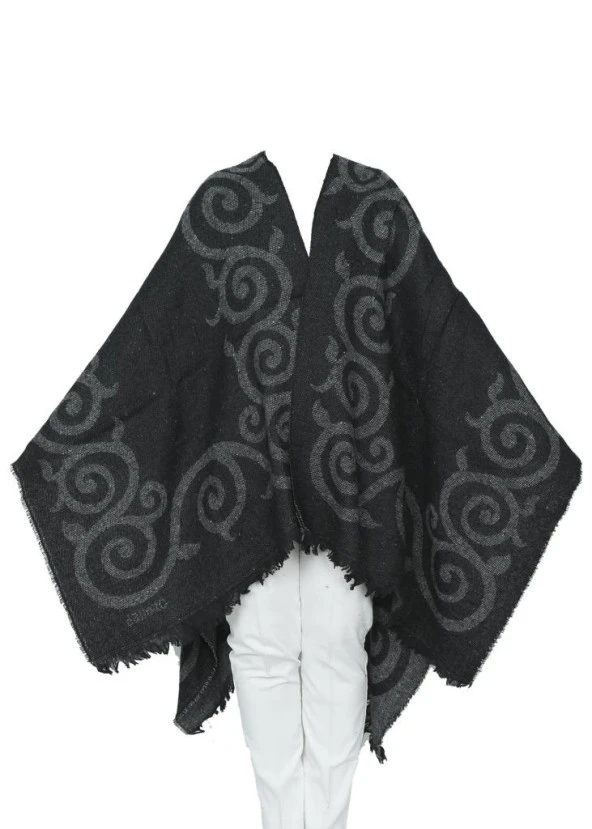 Siyah Renk Sarmaşık Model Panço - 4